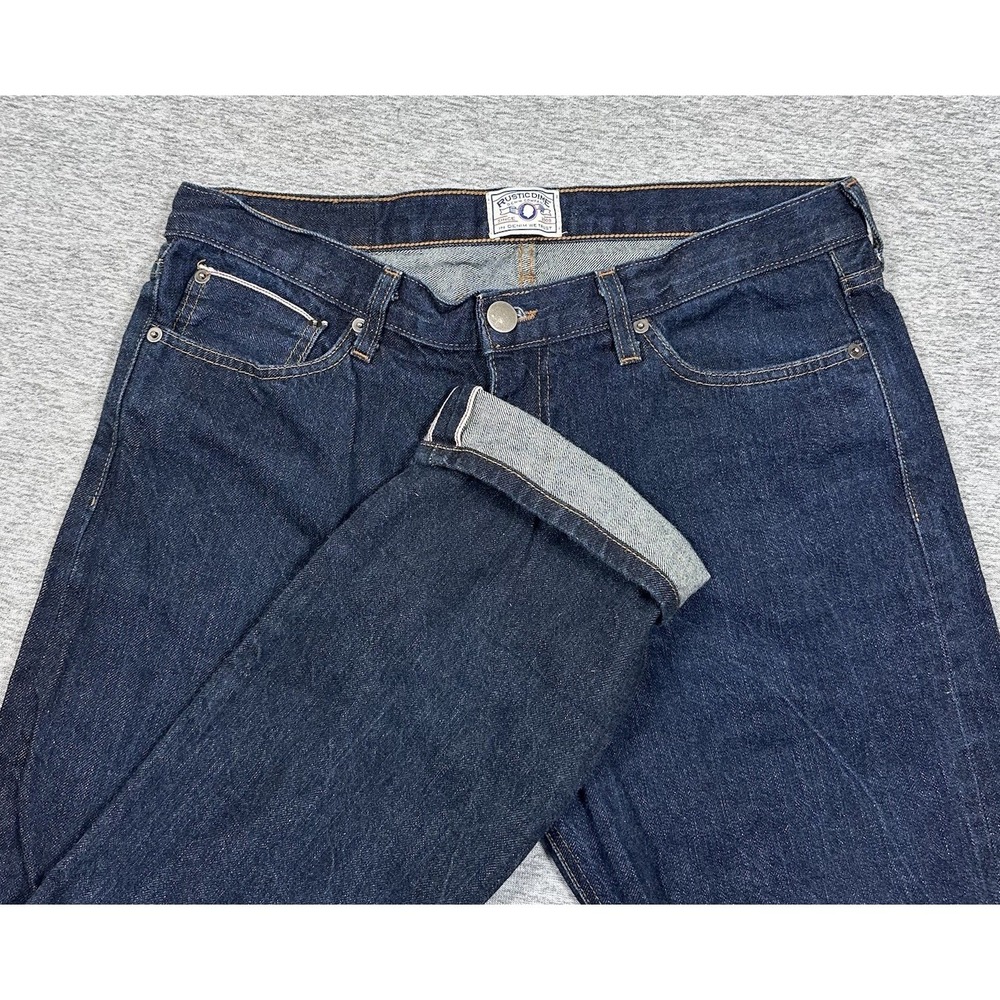 Rustic Dime Jeans Mens Size 34x32 Blue Japanese Selvedge 13oz Denim Straight